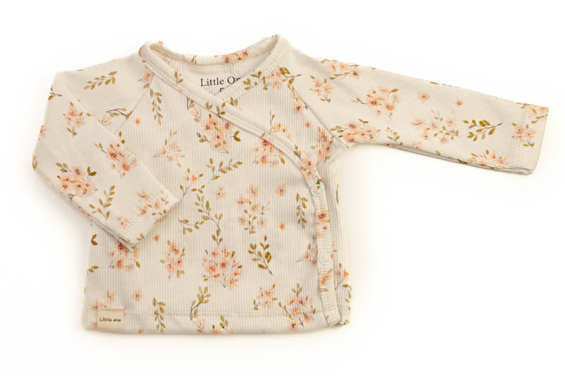 Overslag shirtje baby rib flowers