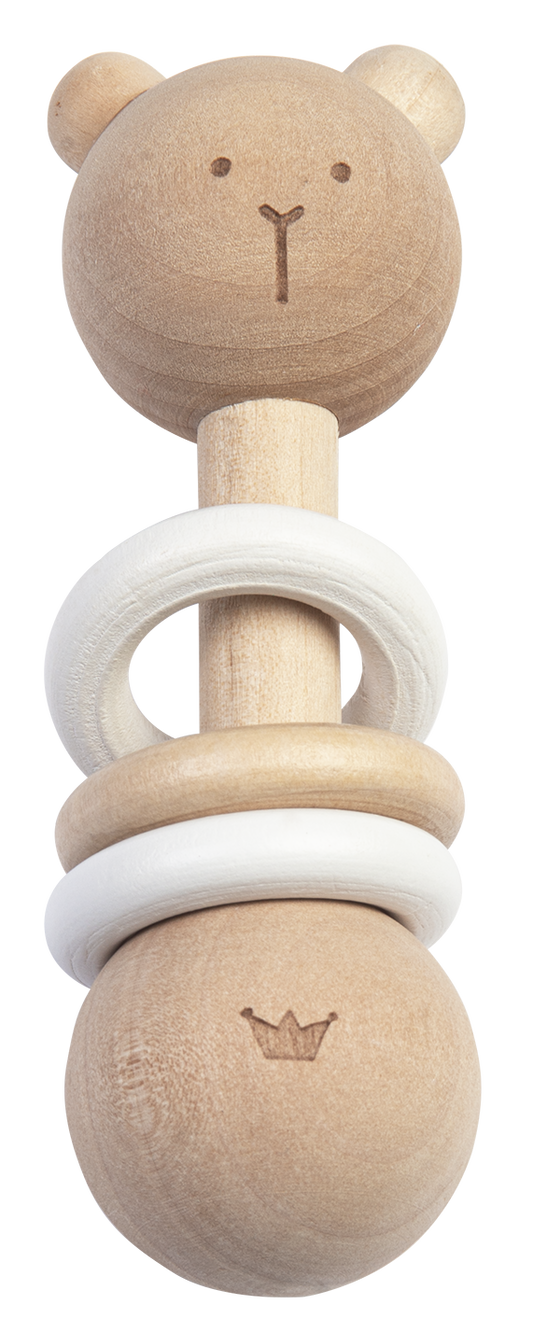 Eco-friendly wooden bear rattle