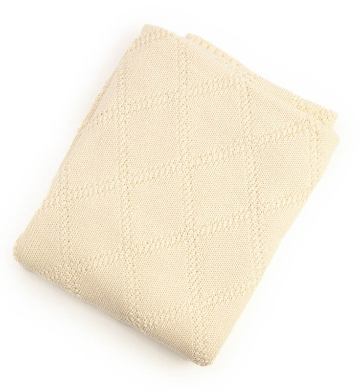 Cotton blanket knitted openwork natural