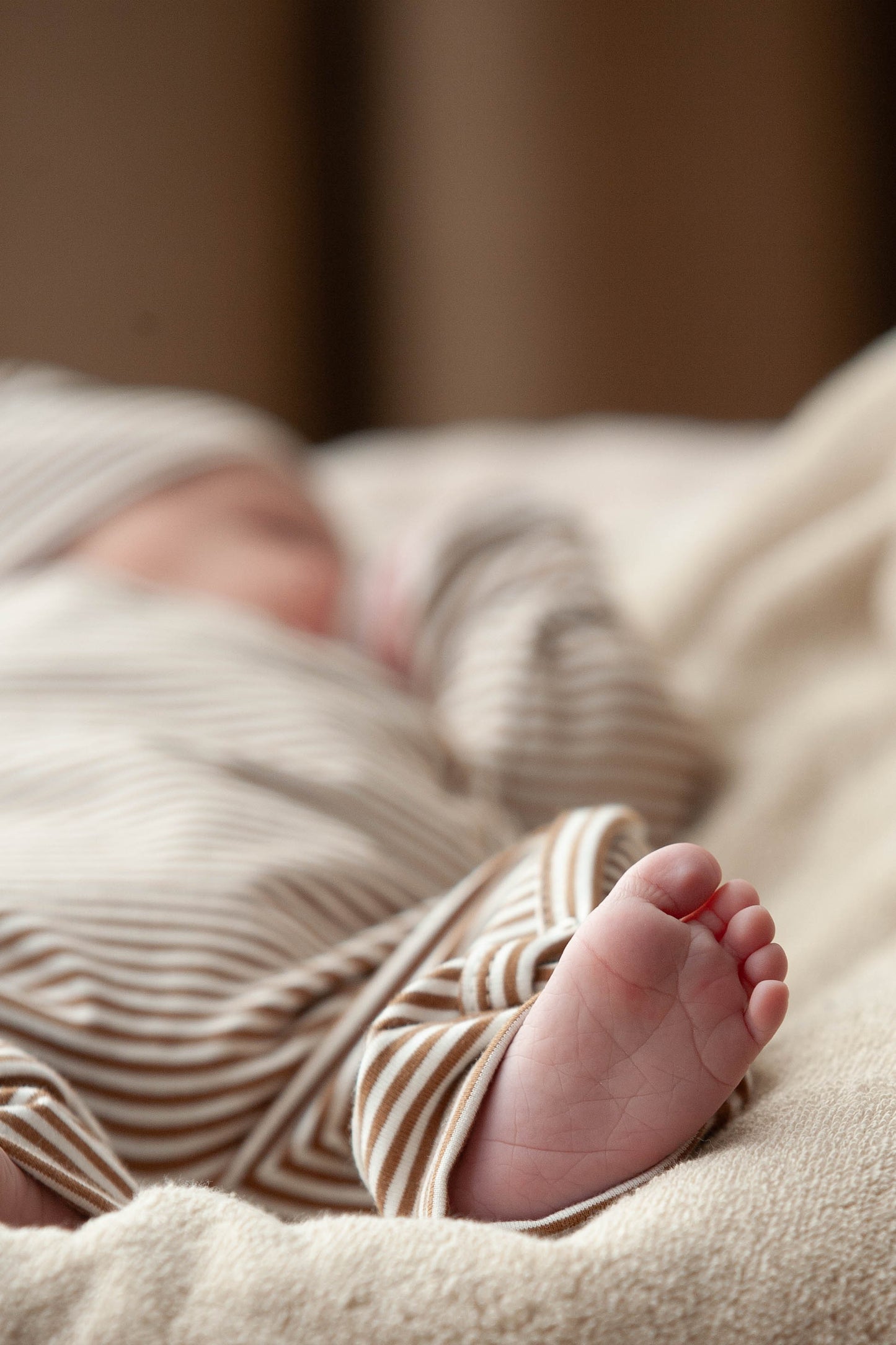 Mocha stripes romper suit