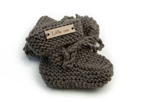 Hausschuhe aus Merinowolle, Taupe/Grau-Mix