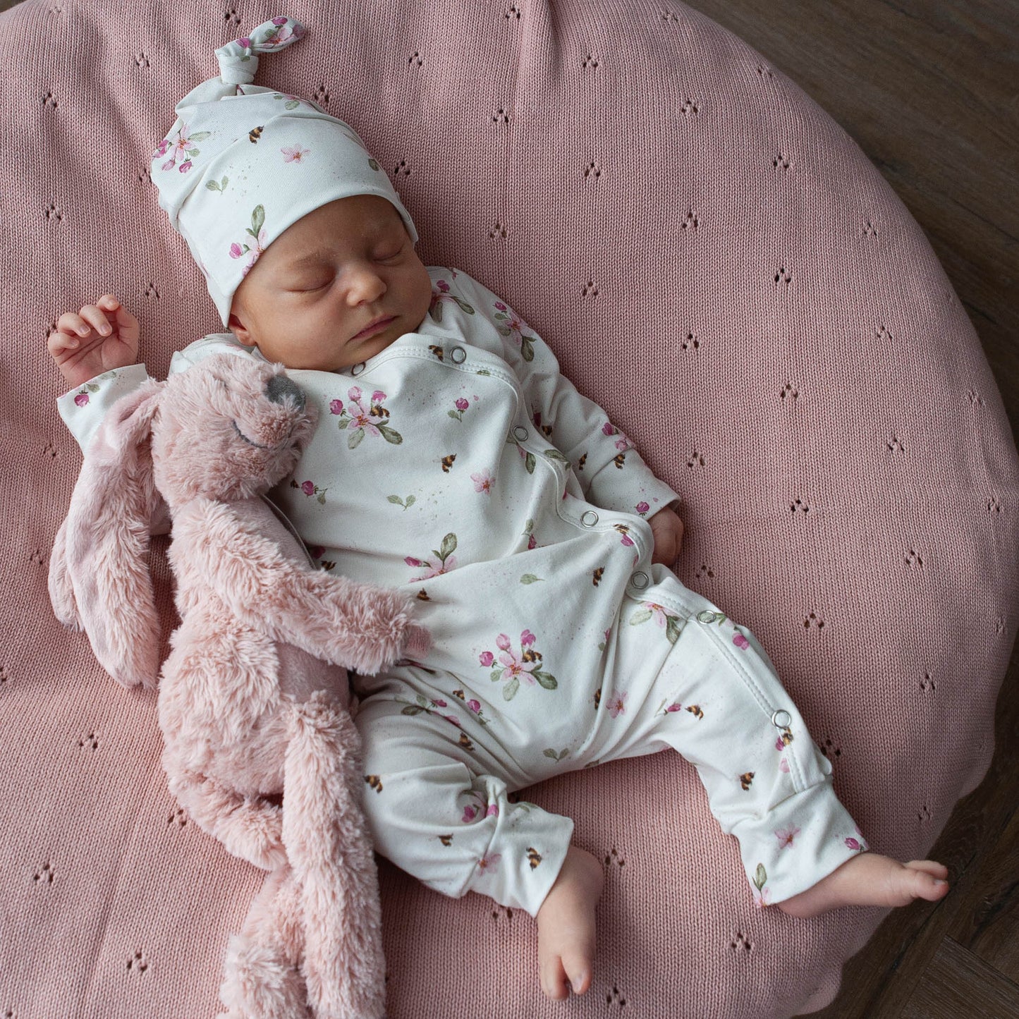 Baumwolldecke gestrickt altrosa durchbrochen