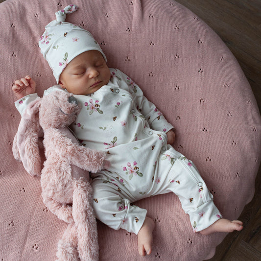 Baumwolldecke gestrickt altrosa durchbrochen