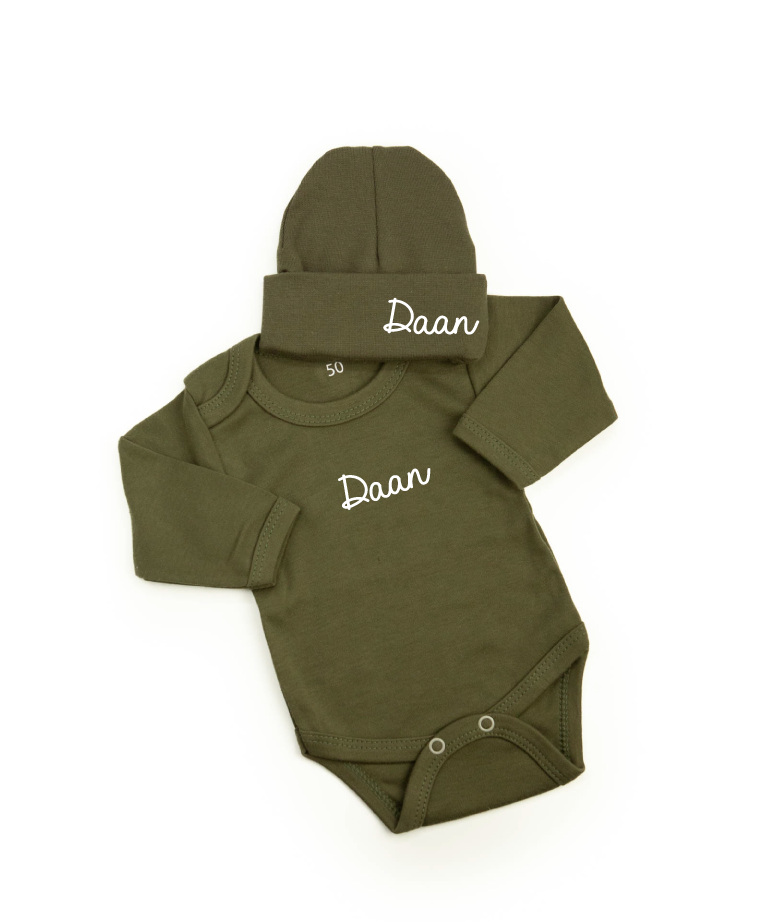 Personalized romper set moss green