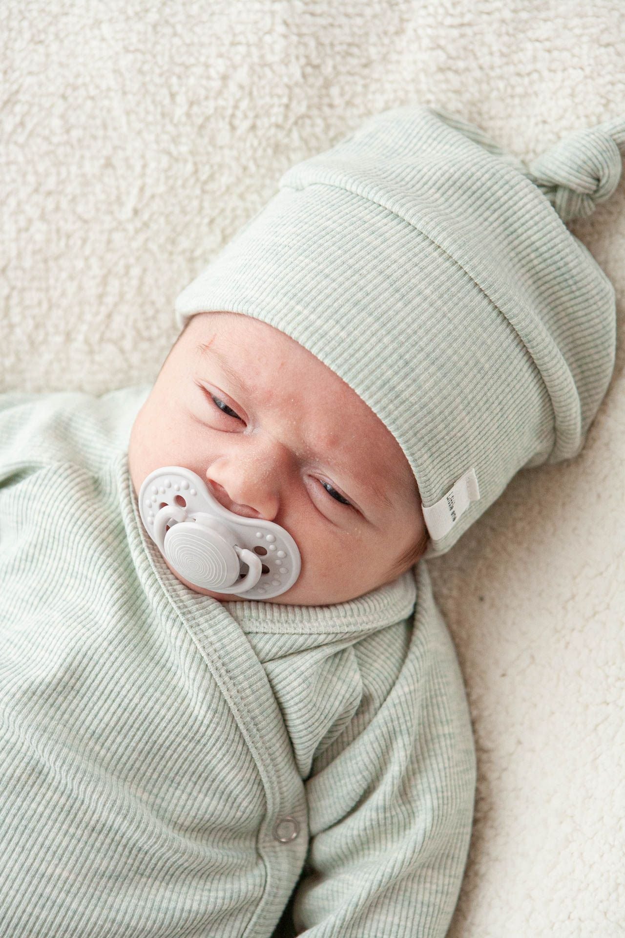 Baby hat rib green/melange