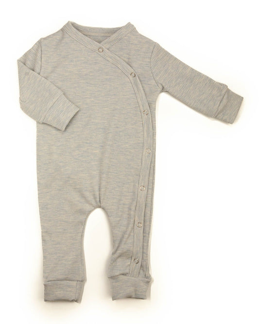Baby romper suit rib blue/melange