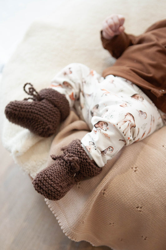 Hausschuhe aus Merinowolle Schokolade