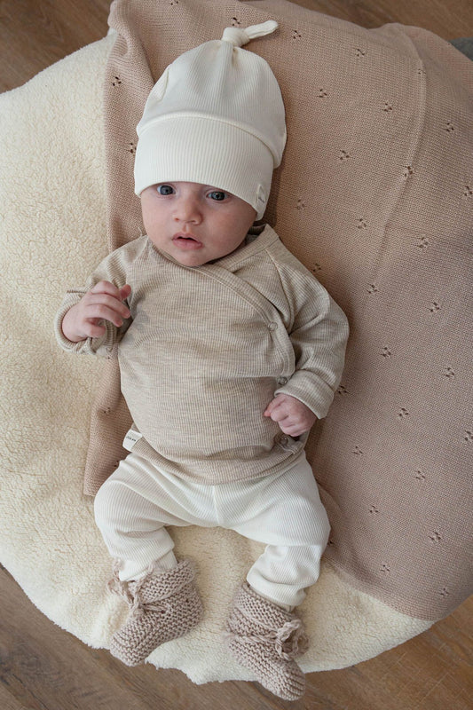 Hausschuhe aus Merinowolle, weizenfarben