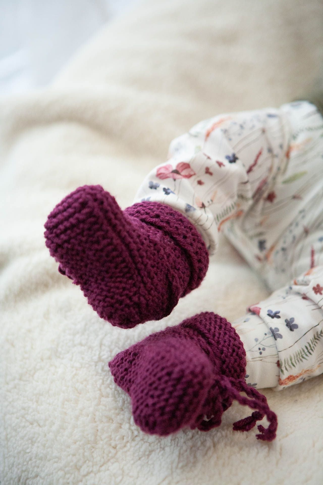 Merino Wollpantoffeln weinrot