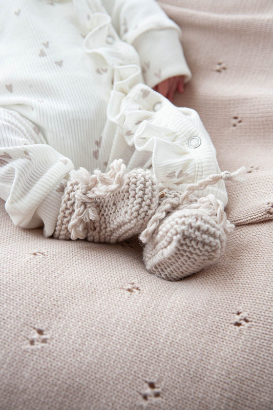 Baby Strampler Rüschen Ripp Ecru Herzen