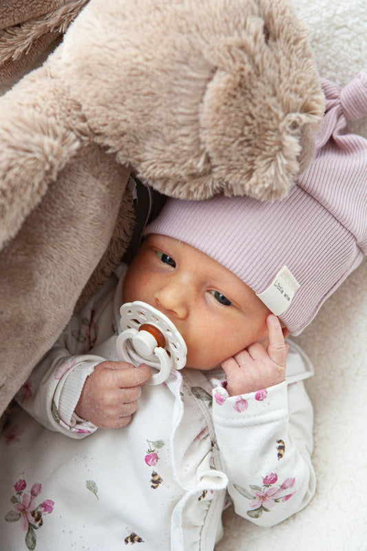 Babymütze gerippt altrosa