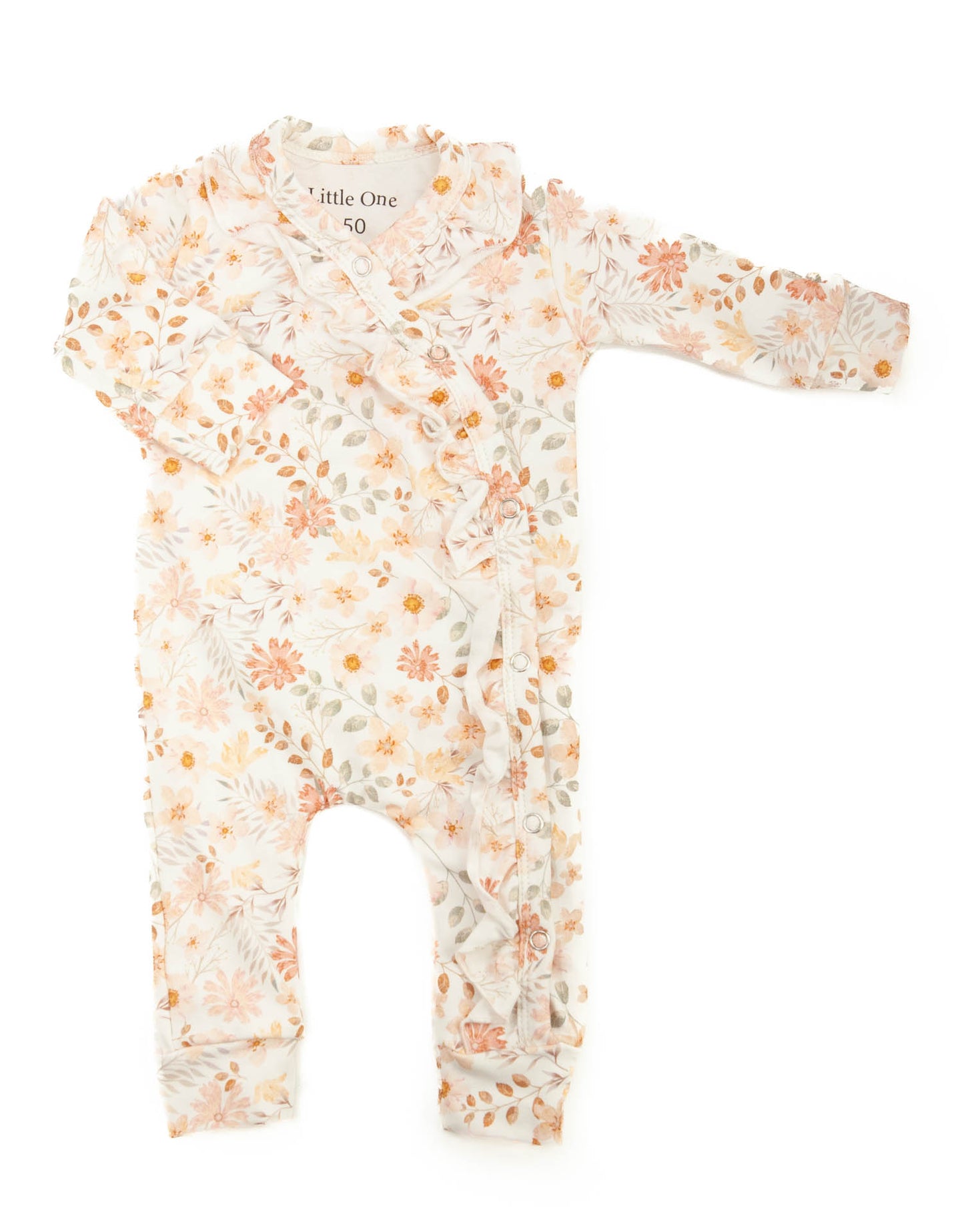 Ruffle peach flowers romper