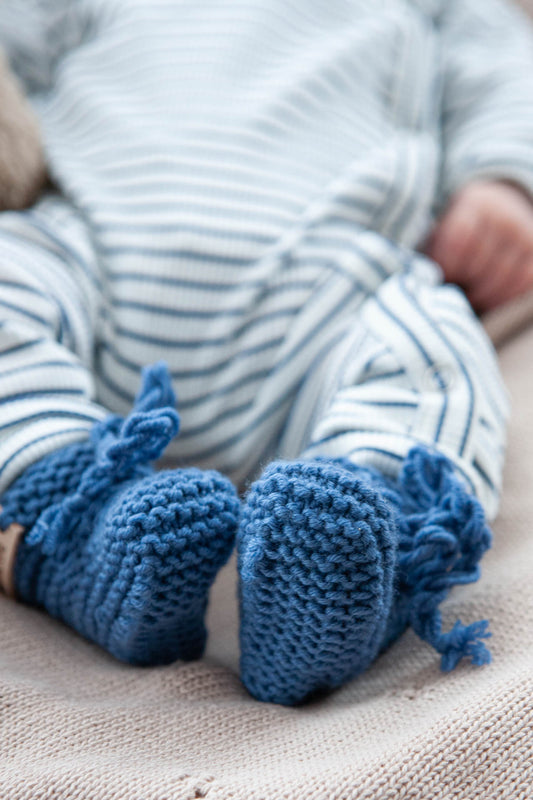 Merinowoll-Hausschuhe blau