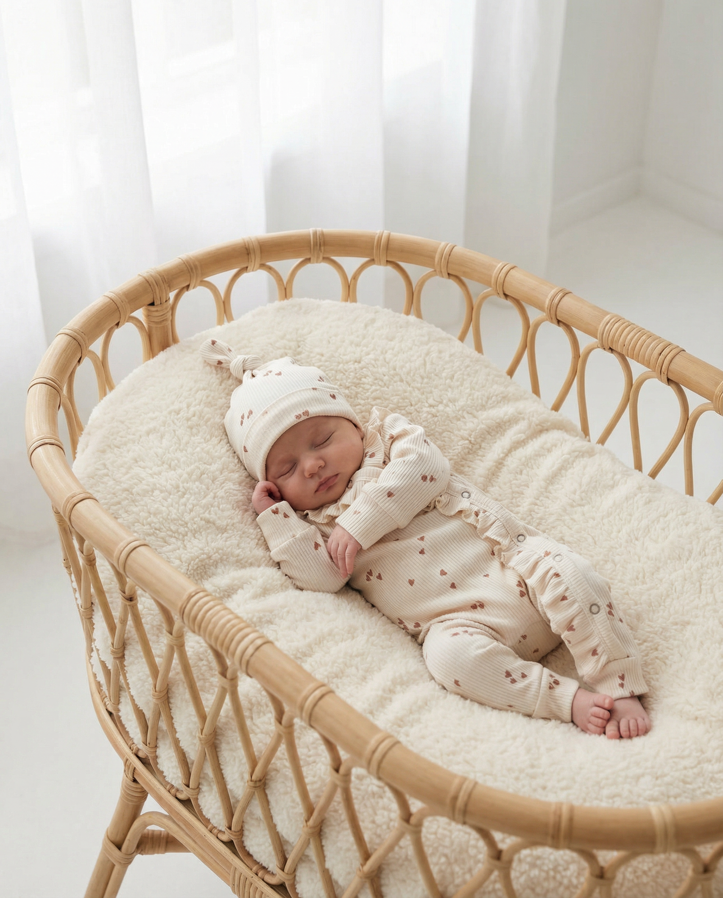 Mütze aus Babyripp mit Schleifen