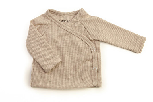 Baby ribbed wrap shirt beige melange
