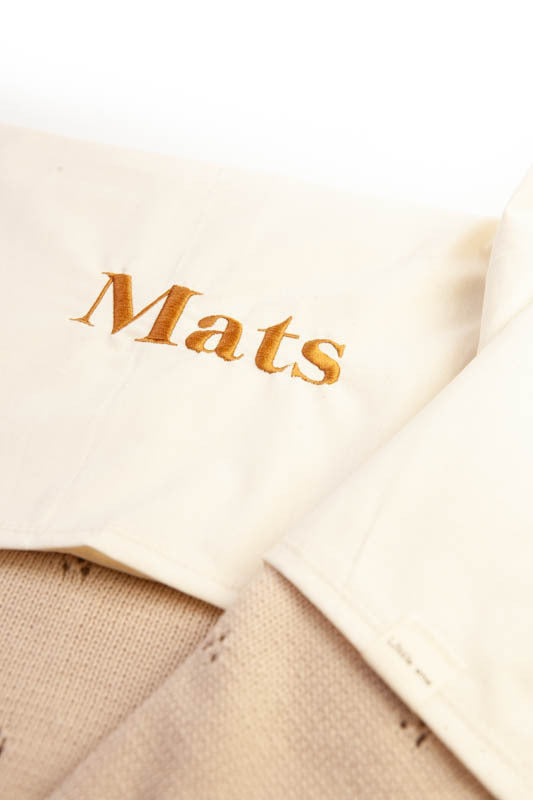 Cotton blanket knitted beige openwork