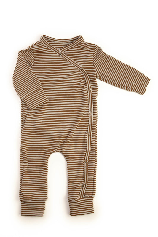 Mocha stripes romper suit