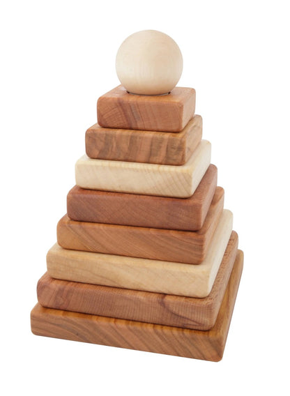 Holzstapelturm eckig - Montessori - Holzspielzeug