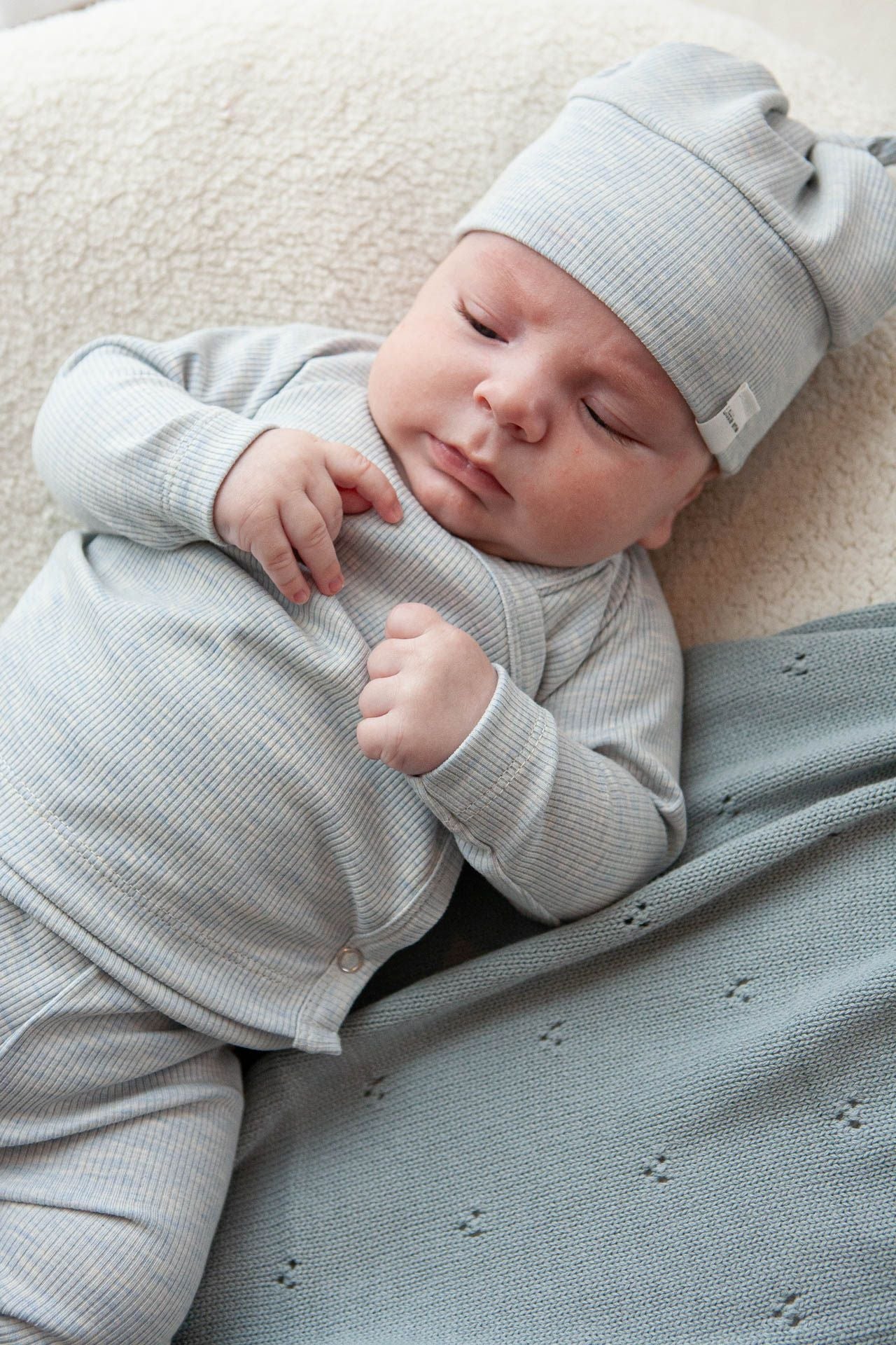 Baby ribbed wrap shirt blue/melange