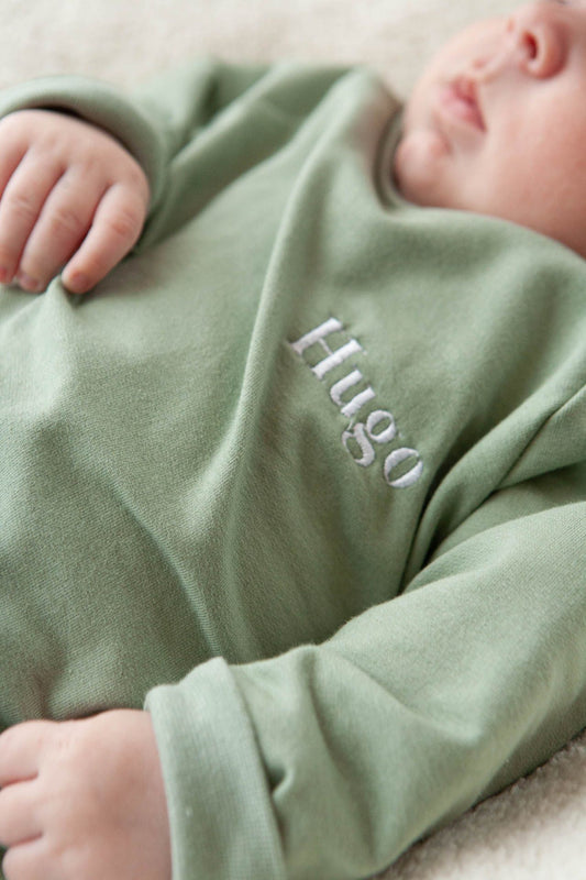 Oversize Pullover staubgrün personalisiert