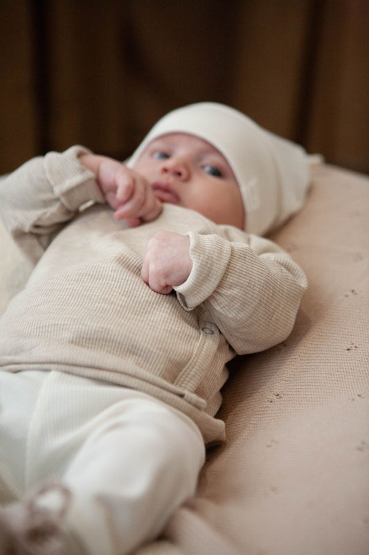Baby ribbed wrap shirt beige melange
