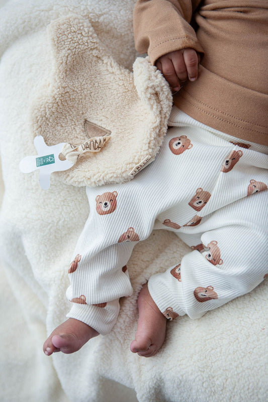 Baby pants ribbed bear heads
