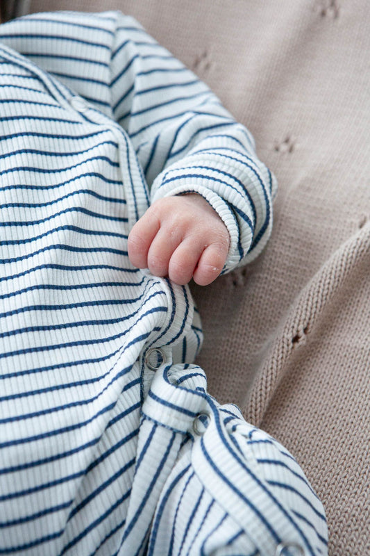 Baby romper rib blue stripes