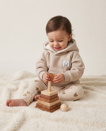 Baseball hoody personalized with teddy letter.