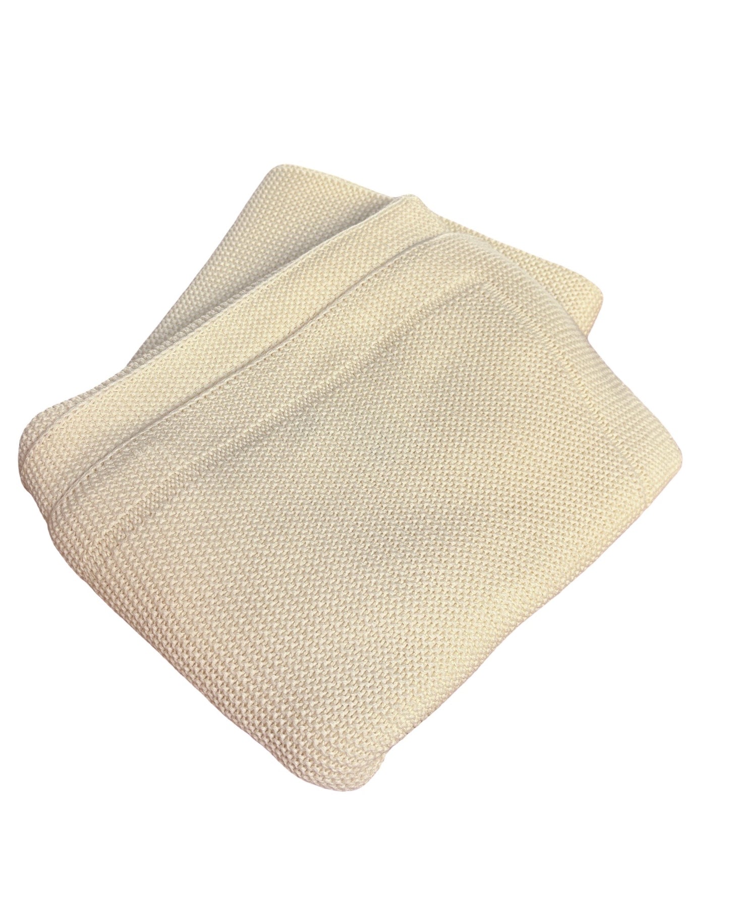 Cotton blanket knitted beige