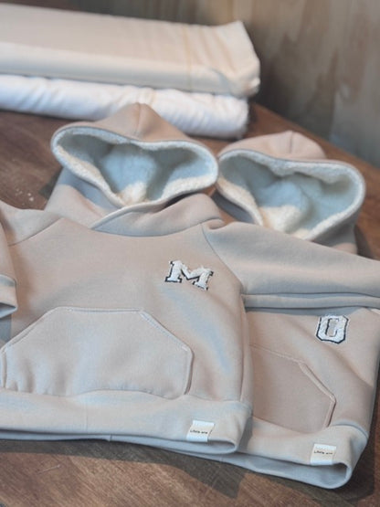 Baseball hoody personalized with teddy letter.