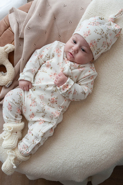 Baby romper rib flowers