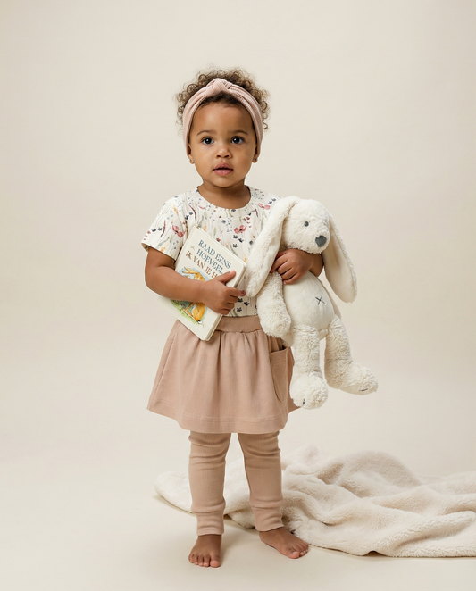 Rokje baby rib nude pink