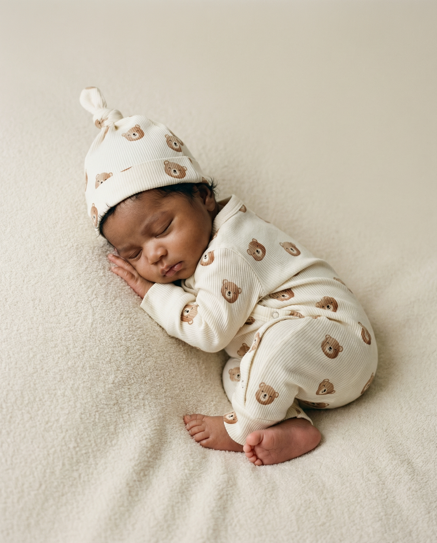 Knoop mutsje baby rib berenkopjes