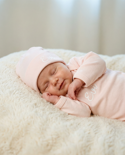 Personalized romper set soft pink