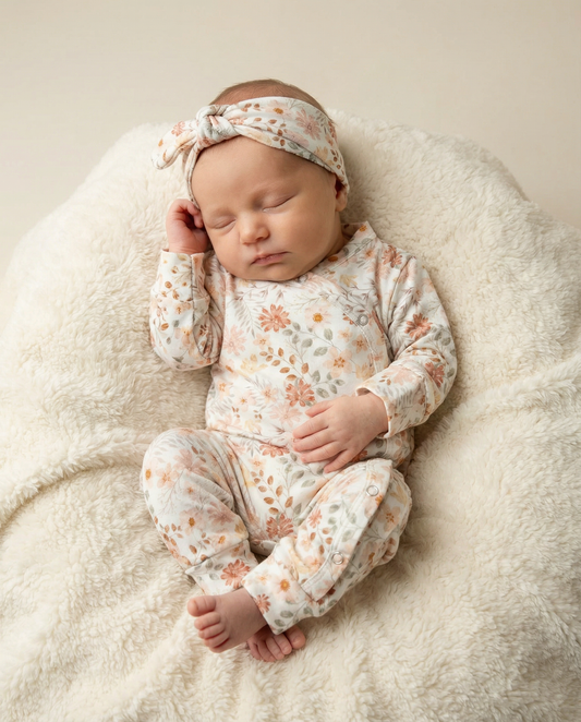 Haarbandje peach flowers