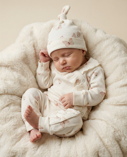 Baby romper ruffle baby rib butterflies