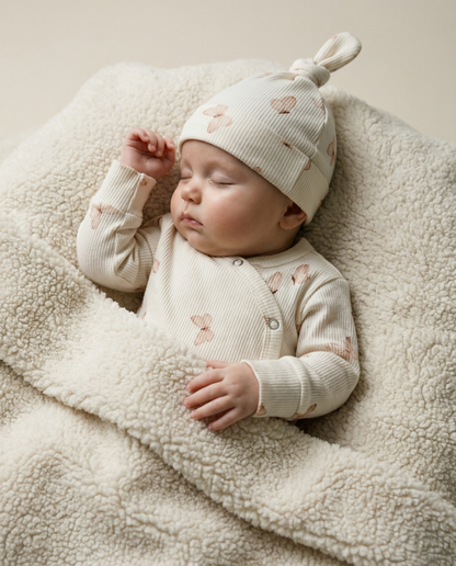 Baby romper with ribbed butterflies