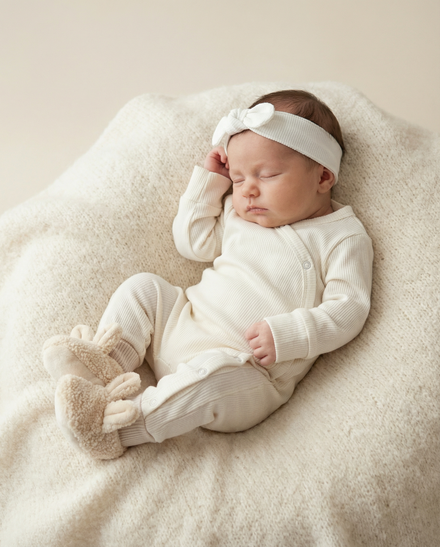 Haarbandje baby rib ecru