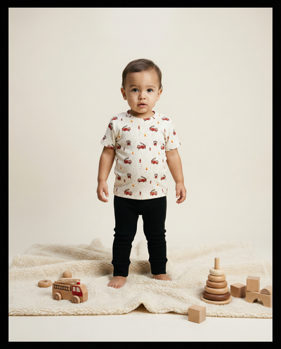 T-shirt baby rib fire trucks